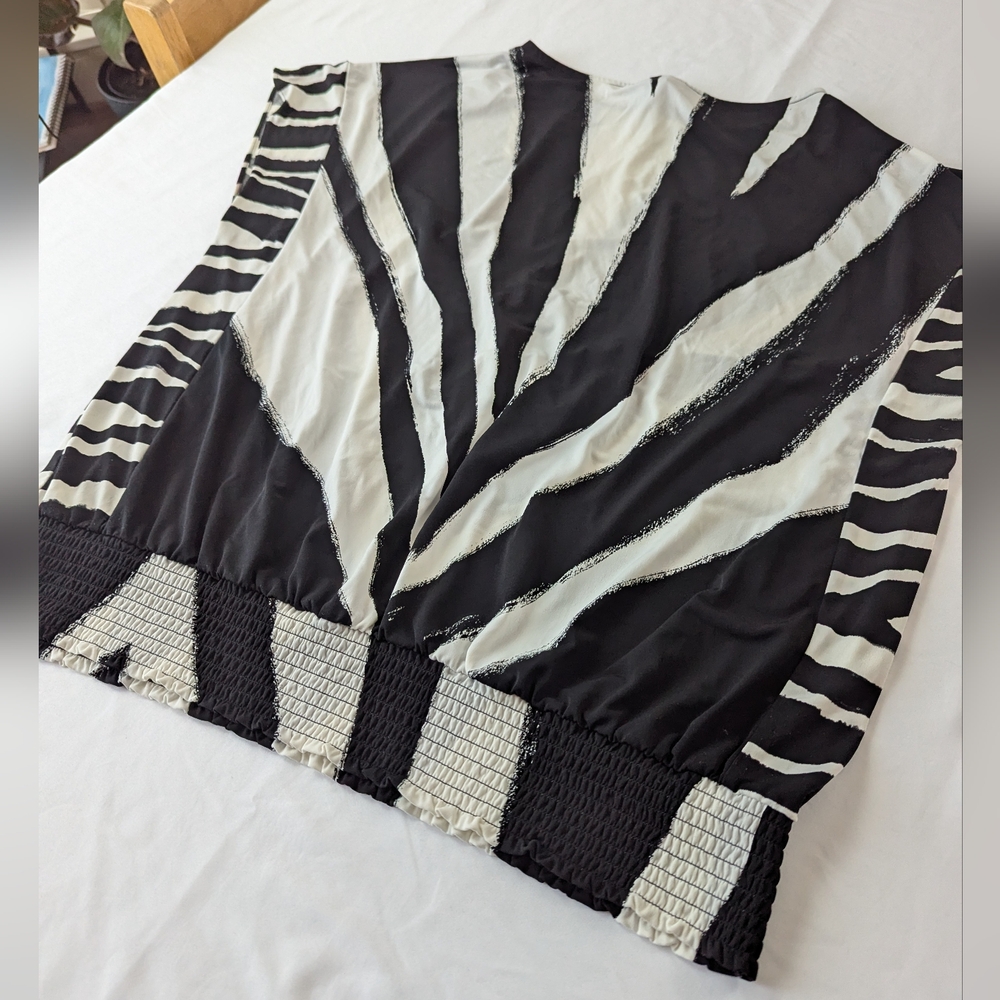 Alfani Black and White Striped Zebra Print Blouse